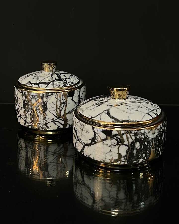 golden jar ظرف در دار دکوراتیو کد JA-15