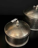 ظرف مصرفی برنجی کد BC-03 دوتایی از بالا نزدیک