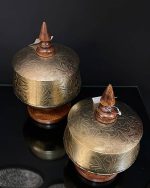 ظرف مصرفی برنجی BC-02 طلایی دوتا بالا