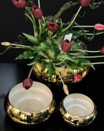 ظروف مصرفی آبکاری شده سه تایی با گل