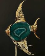 مجسمه ماهی دکوراتیو تکی سبز نزدیک